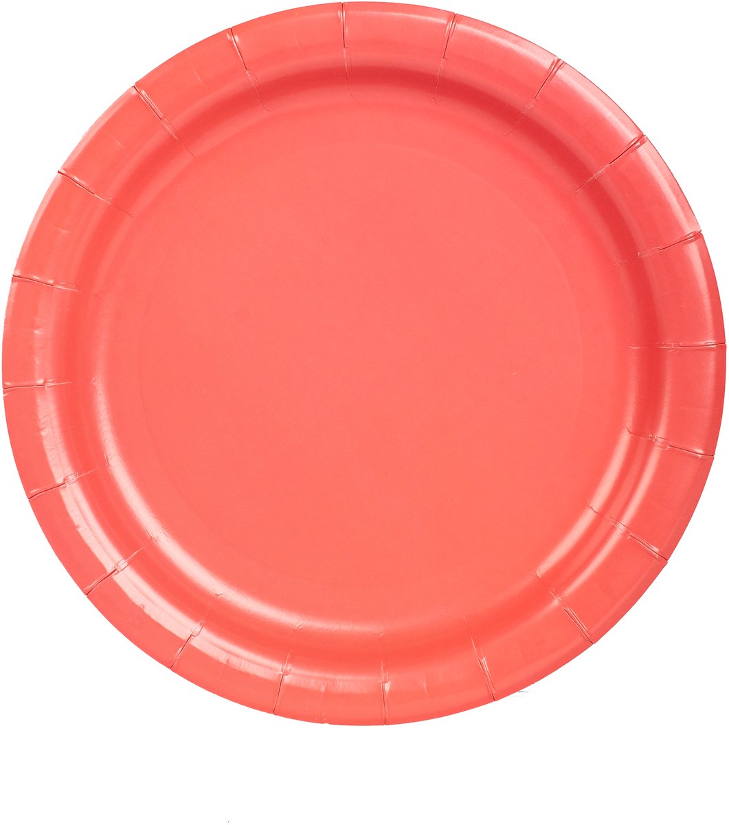 UNIQUE - 20 kleine ronde kartonnen bordjes koraalrood 17,1 cm voor dessert