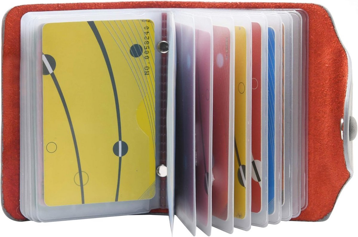 Leren creditcardhouder met 20 sleuven voor dames en heren