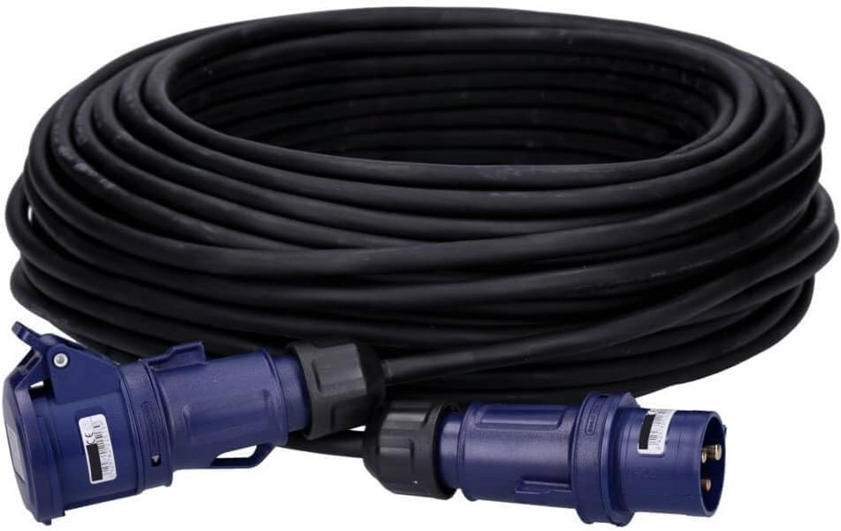 CEE Verlengkabel 50 Meter Camping Boot Caravan 3-Polig 16A IP44 Stroomkabel