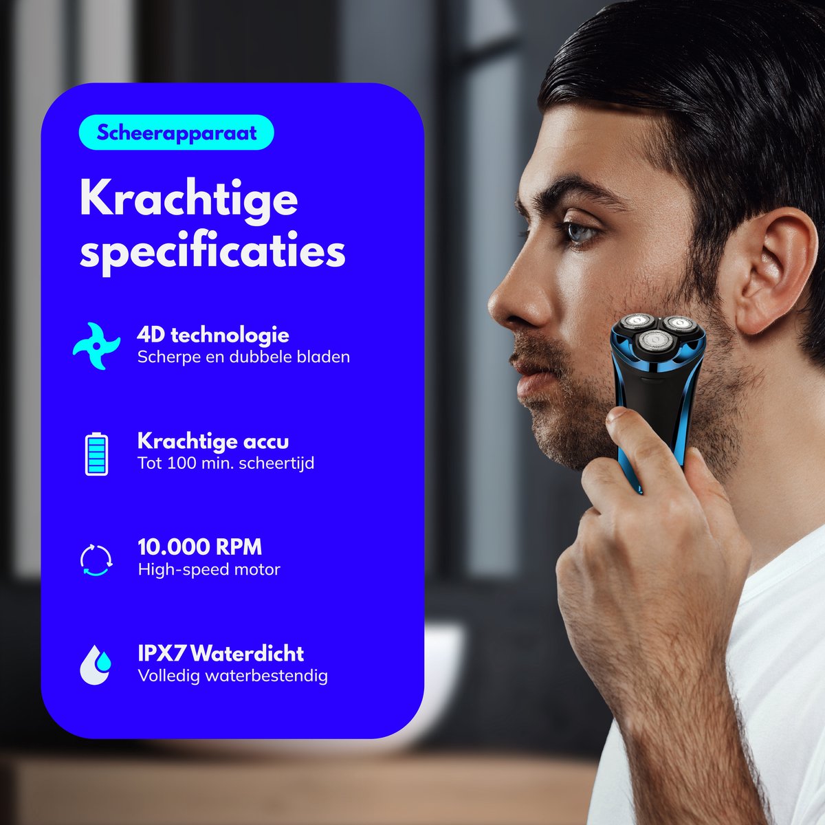 Ware co Elektrisch Scheerapparaat IPX7 Waterdicht met Pop-up - afbeelding 3