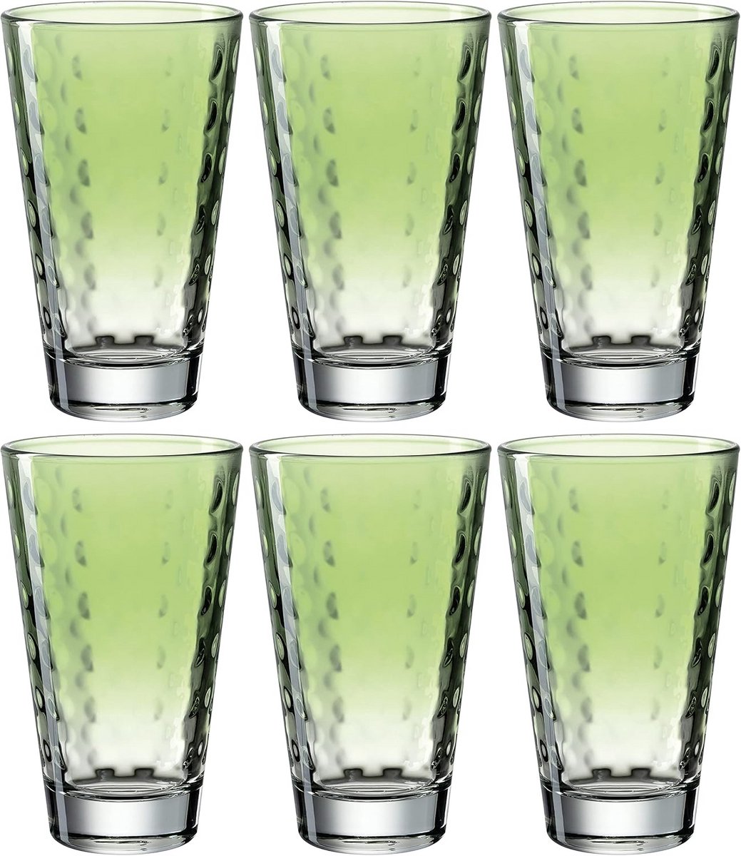 Set van 6 drinkglazen 300 ml lichtgroen - Vaatwasserbestendig en duurzaam