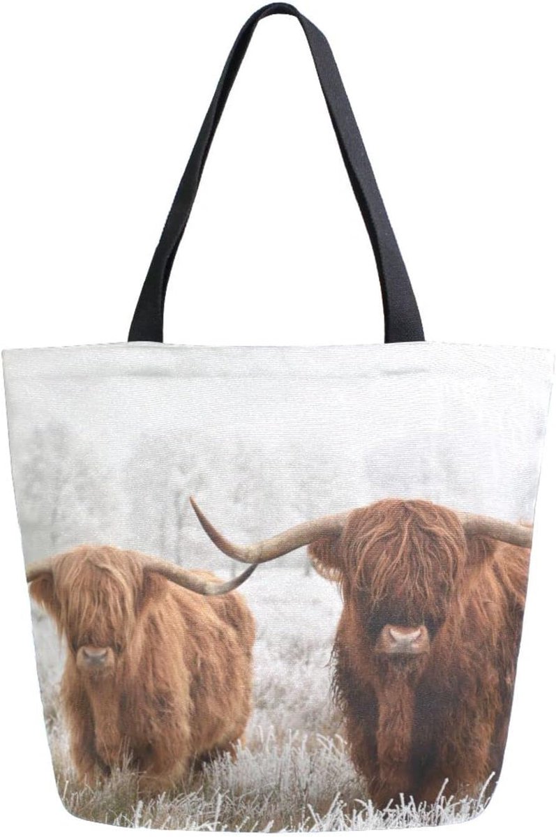 Grote Canvas Tote Bag Schoudertas - Herbruikbare Boodschappentas voor Dames en Meisjes