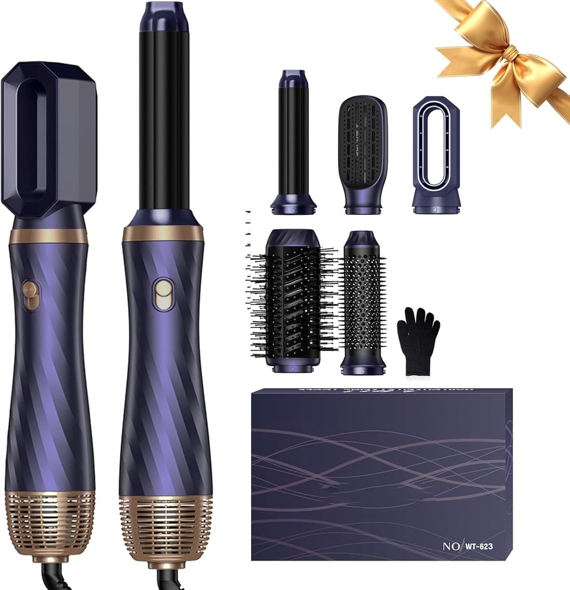 6-in-1 Haarstyler Set - Ronde Borstelföhns, Volume Föhnborstel en Krultang