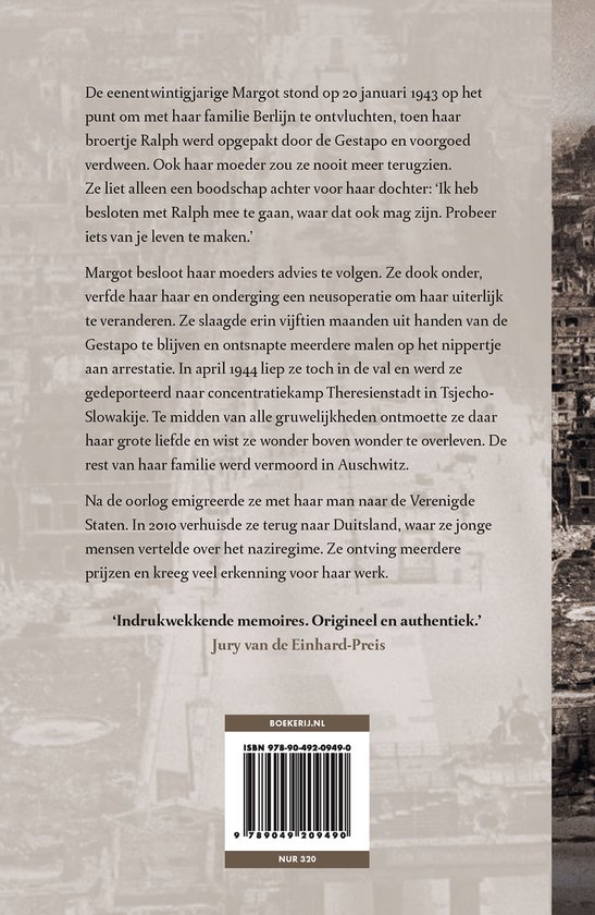 Dos du livre avec le texte : "Mémoires impressionnantes. Original et authentique." Jury du Prix Einhard.