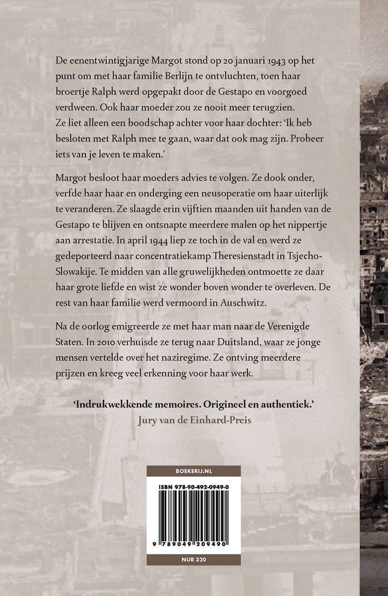 Dos du livre avec le texte : "Mémoires impressionnantes. Original et authentique." Jury du Prix Einhard.