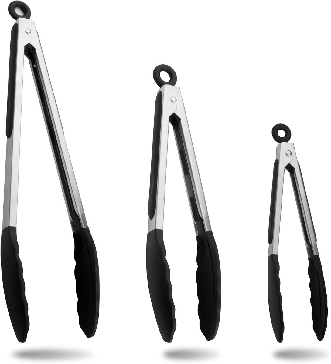 Hittebestendige Keukentang met Siliconen Punten - Set van 3 (18/23/30 cm)