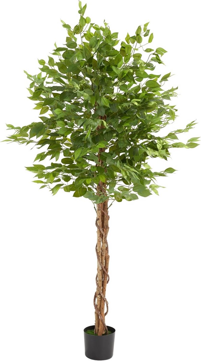 Kunst Ficusboom 180 cm - Realistische Bladeren en Takken - Decoratieve Nepplant voor Woonk