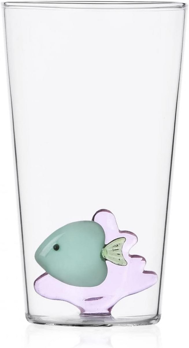 Longdrink Borosilicaatglas met Marine Garden Design - Groen en Roze
