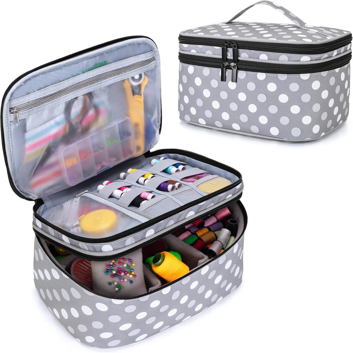 Dubbellaagse Organizer voor Naaibenodigdheden - Ideale Tas voor Naai-accessoires