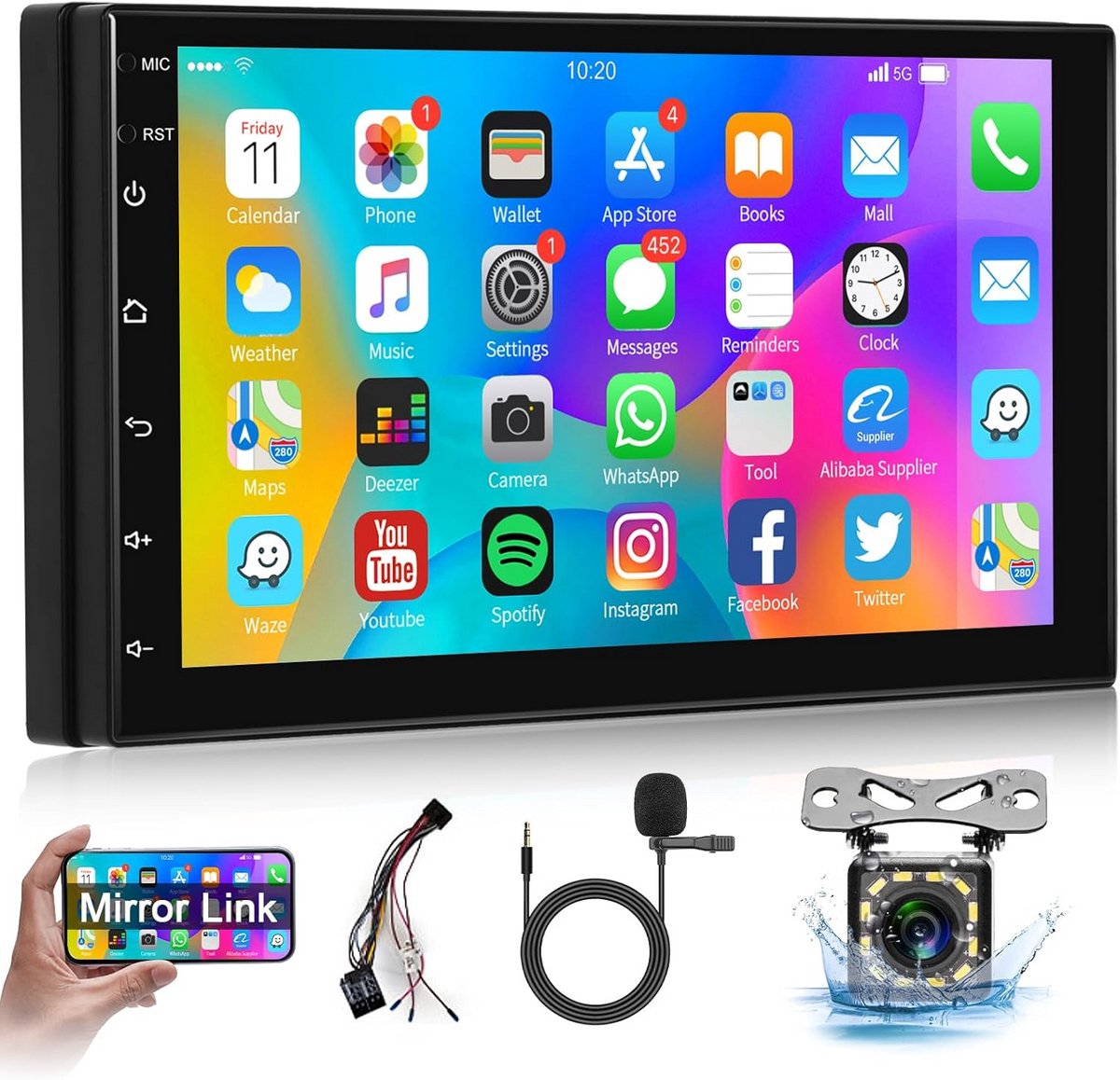 Double Din Android Autoradio 7 Inch Touch Screen met GPS, Wifi en Bluetooth