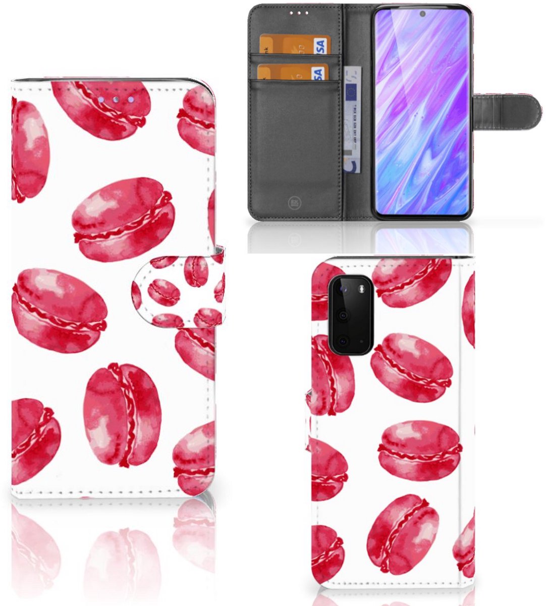 Samsung Galaxy S20 Book Cover Pink Macarons