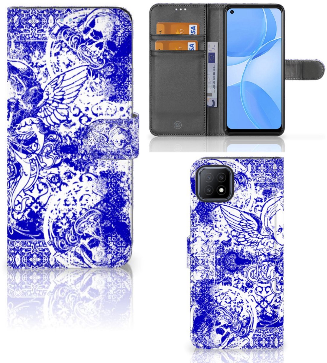 Telefoonhoesje met Naam OPPO A73 5G Angel Skull Blauw