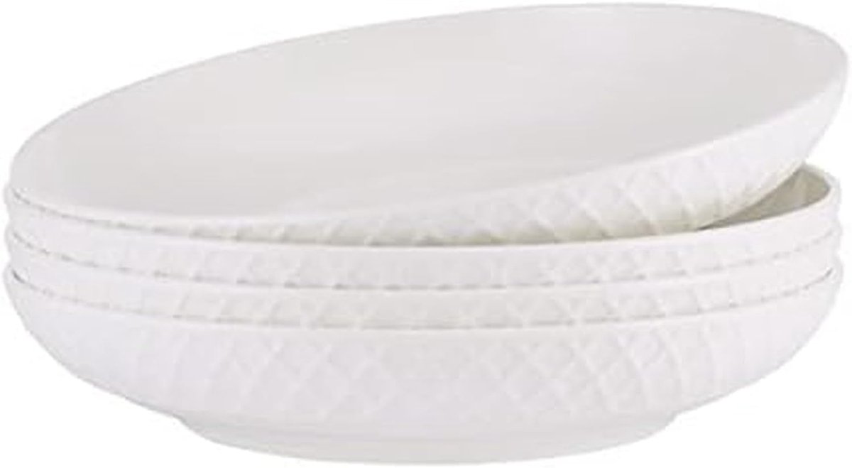 Set van 4 spaanbestendige pastakommen – 8 inch – wit