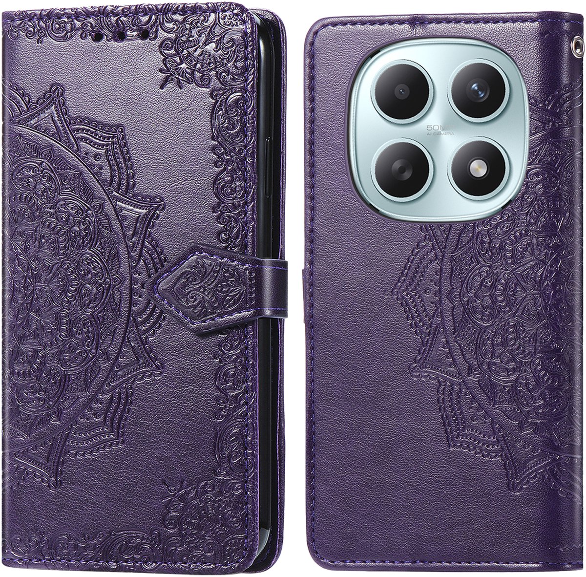 imoshion Hoesje - Geschikt voor Xiaomi Redmi Note 15 (4G) - Mandala Bookcase - Paars