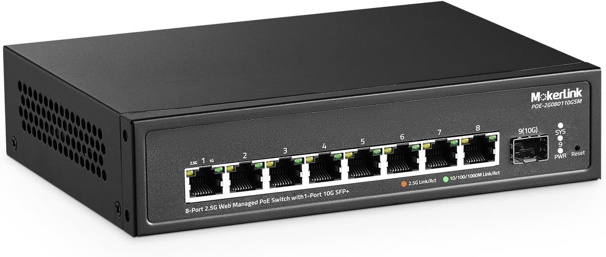 8-poorts 2.5G POE Managed Switch met 10G SFP+ slot