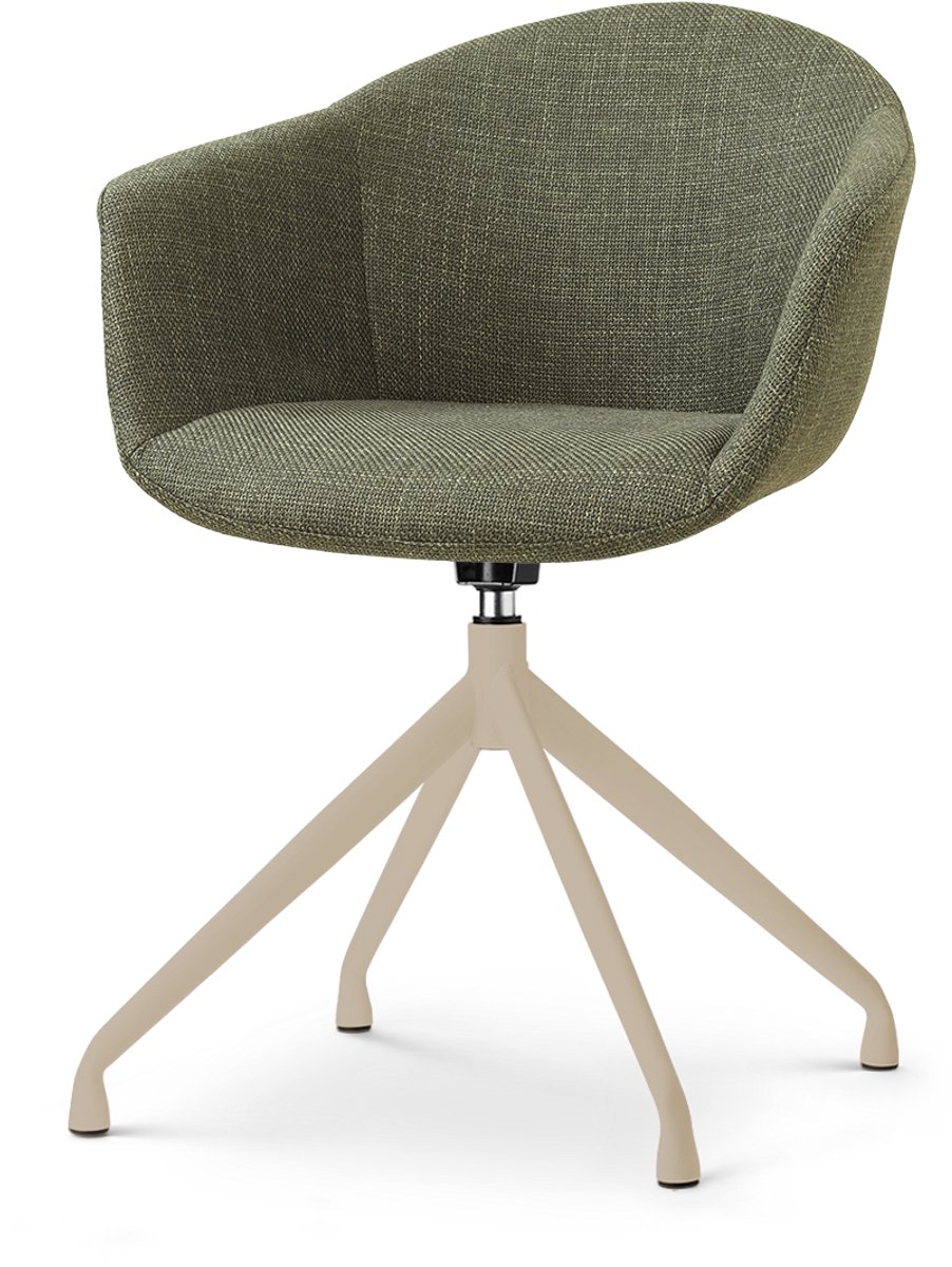 Nolon Nola-Otis Draaibare Eetkamerstoel Forestgroen - Beige Onderstel - Armleuning - Comfo