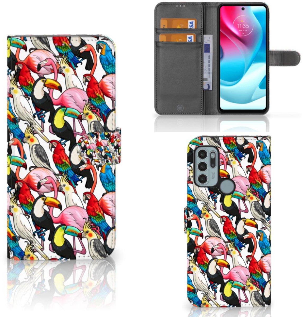 Motorola Moto G60s Telefoonhoesje met Pasjes Birds