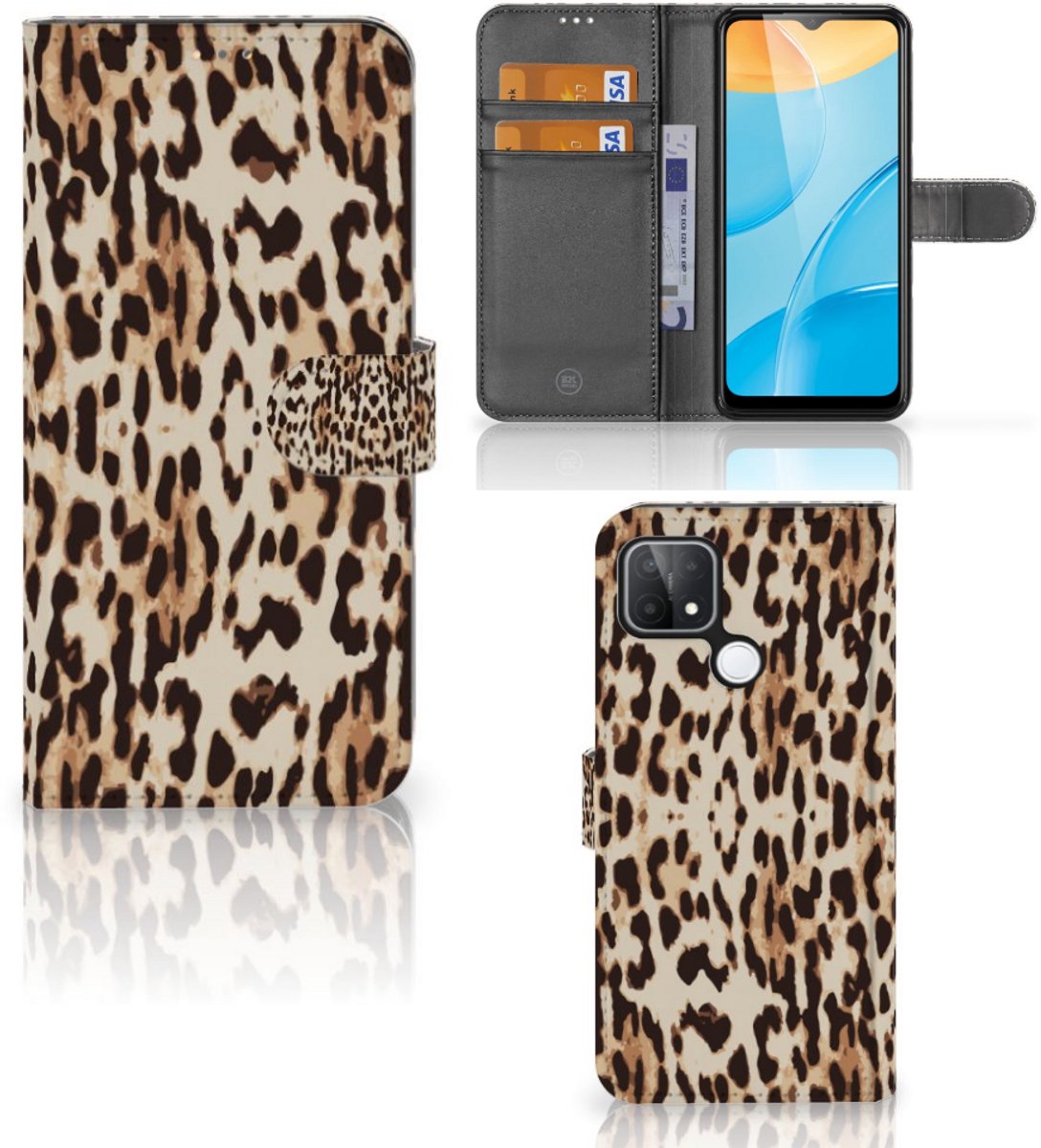 OPPO A15 Telefoonhoesje met Pasjes Leopard