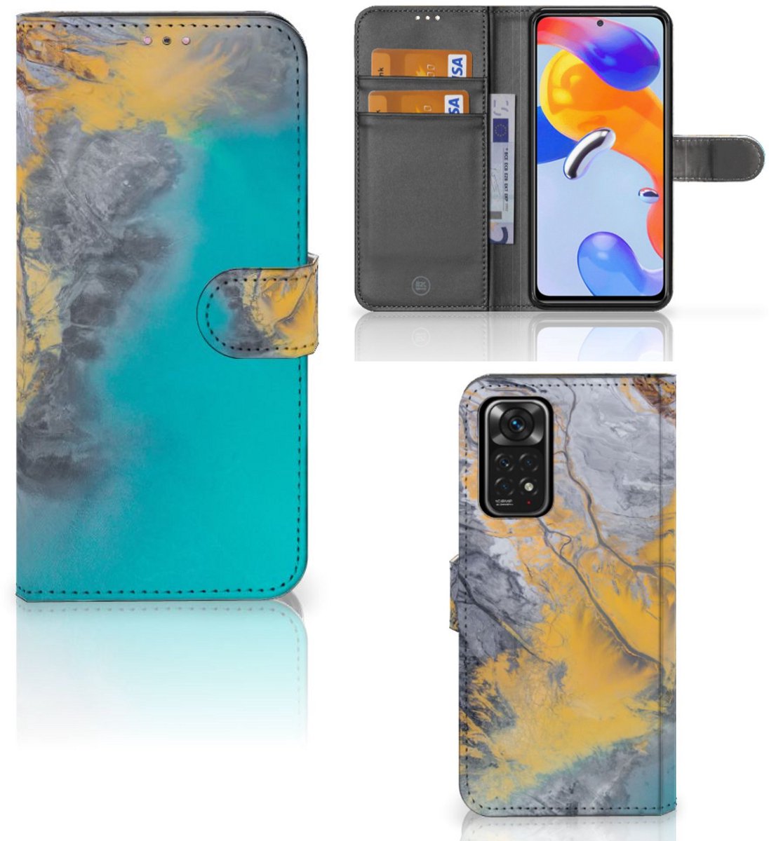Xiaomi Redmi Note 11 Pro 5G/4G Bookcase Marble Blue Gold