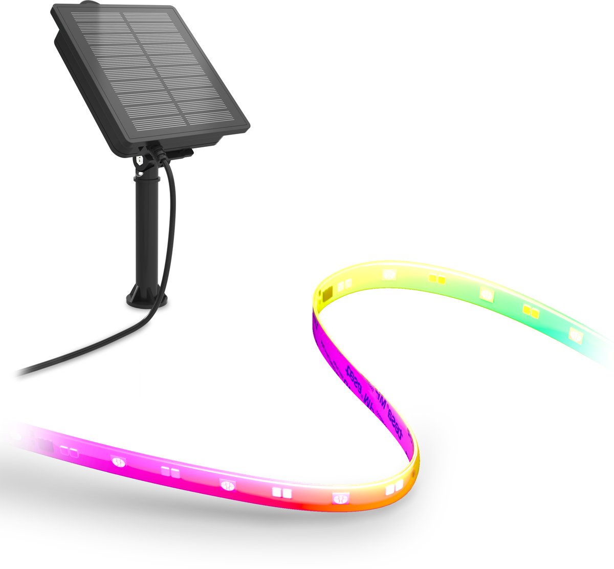 Calex Vista Solar Ledstrip - 3 m - Gekleurd & Warm Wit Licht - Oplaadbaar met zonne-energie & USB-C - Waterdicht - met afstandsbediening