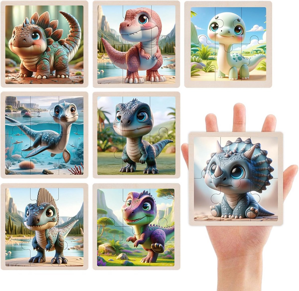 Houten Dinosaurus Puzzels voor Kinderen 3-6 Jaar - Educatief Speelgoed en Cadeau