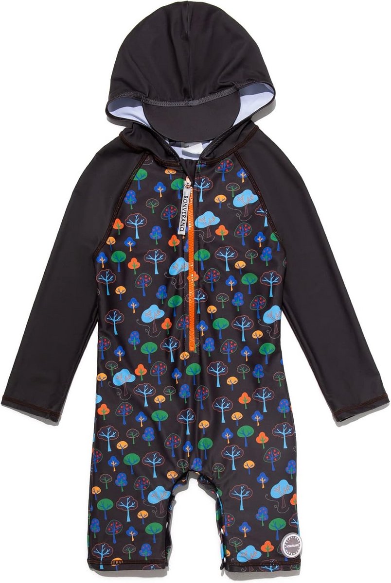 Babybadpak jongens met capuchon en lange mouwen - UPF50+ UV-bescherming