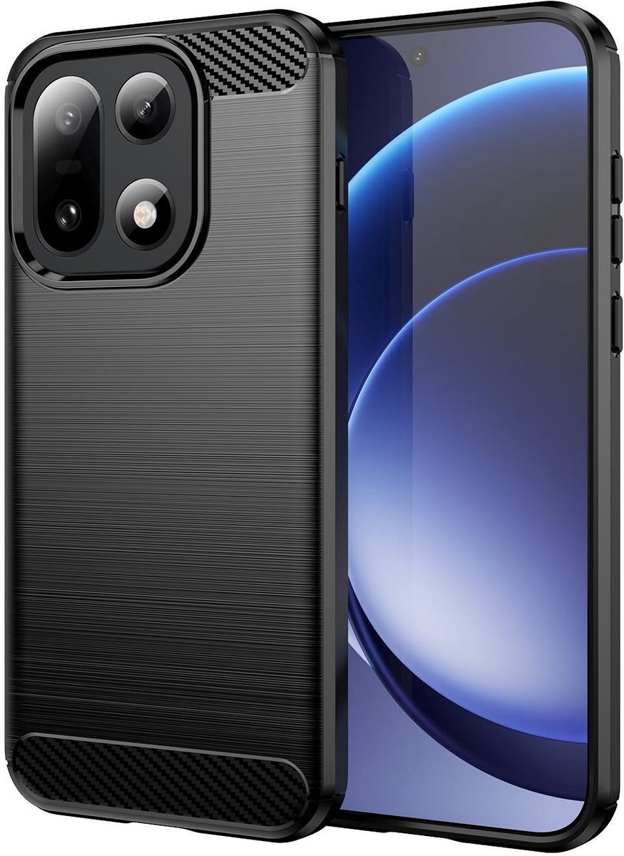 Mobigear Hoesje geschikt voor OnePlus 15 Telefoonhoesje Flexibel TPU | Mobigear Brushed Slim Backcover | 15 Case | Back Cover - Zwart