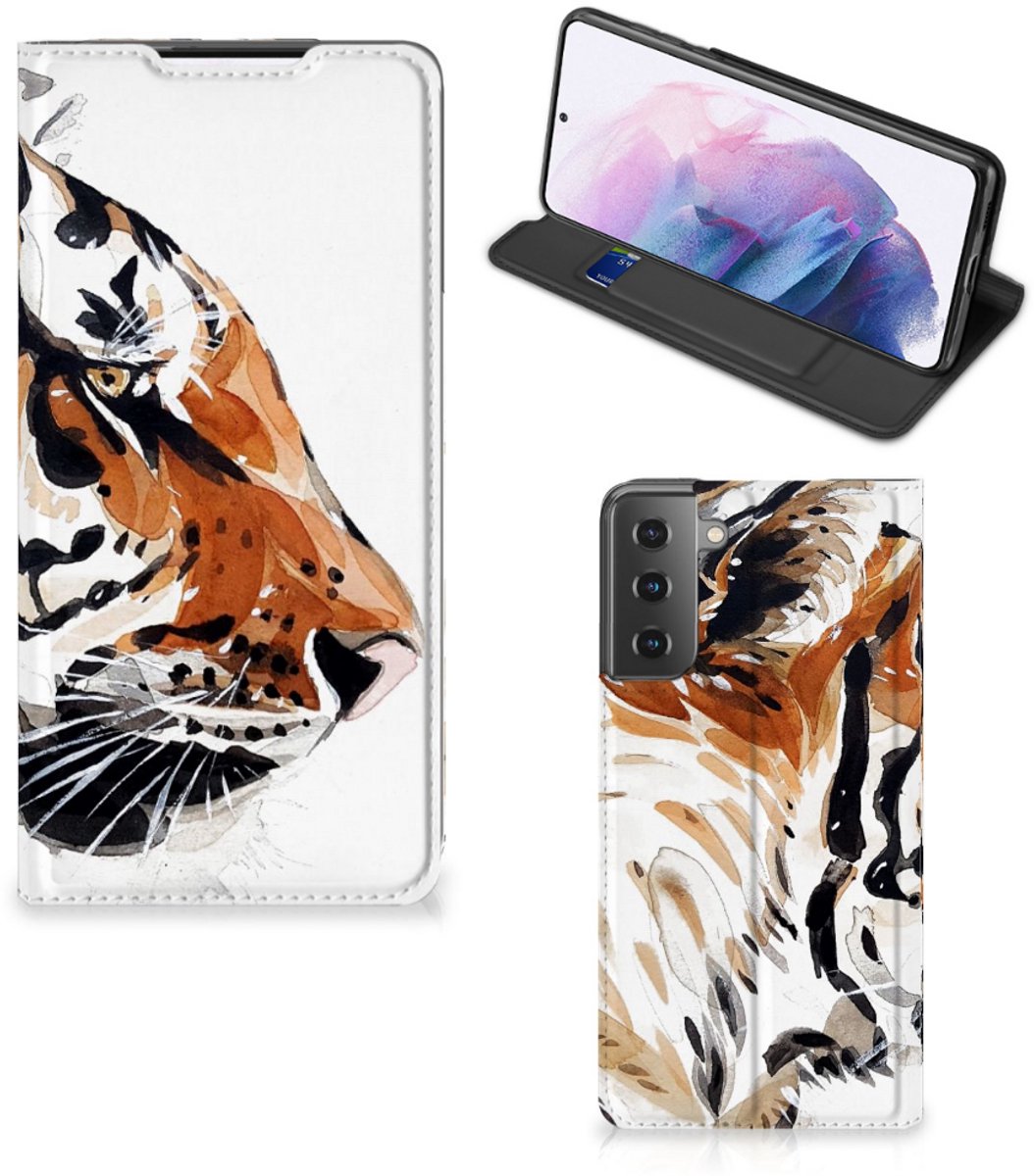 Bookcase Samsung Galaxy S21 Plus Watercolor Tiger