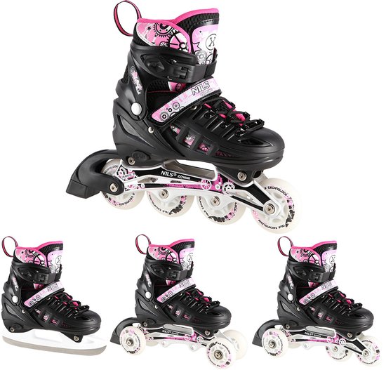 Nils Extreme Serie - Roze LED Schaatsen - 4-in-1 - Verstelbaar