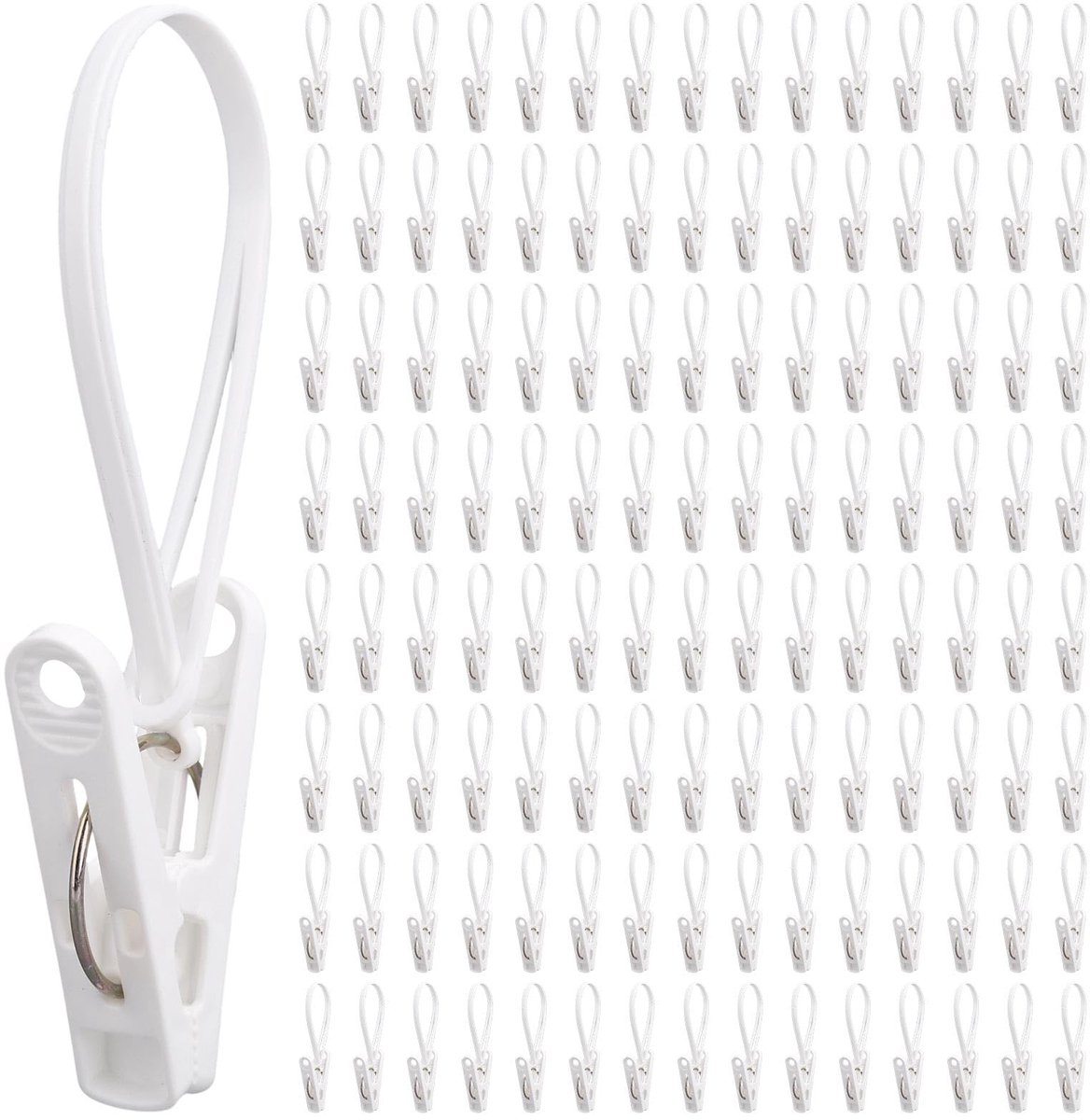 Kledingknijpers - Multi-Functionele Was haken met Touw - 90 Stuks Witte Kledingknijpers