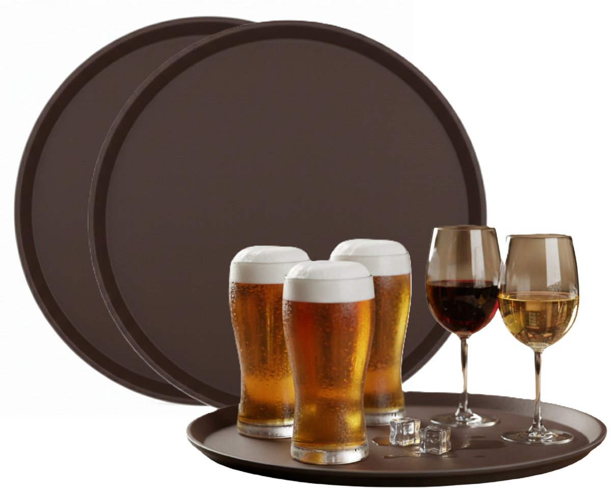 Gerimport Horeca Dienblad - 6x - antislip - bruin - kunststof - D40 cm