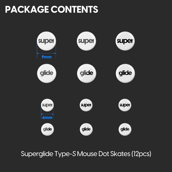 Gepolijste muisschaatsen voor gaming - Supersnelle en duurzame gaming muisvoeten (Type-S, 12 stuks) — afbeelding 4