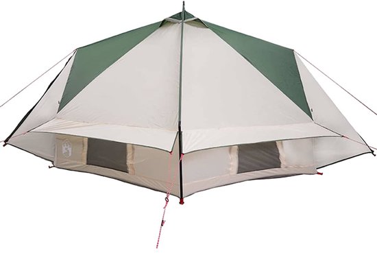 vidaXL - Teepee - Tent - voor - 8 - Personen - Groen - en - Wit - 490 - x - 410 - x - 210 - cm van Vidaxl — afbeelding 4