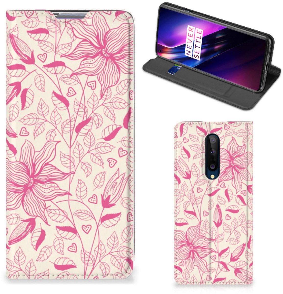 OnePlus 8 Smart Cover Pink Flowers