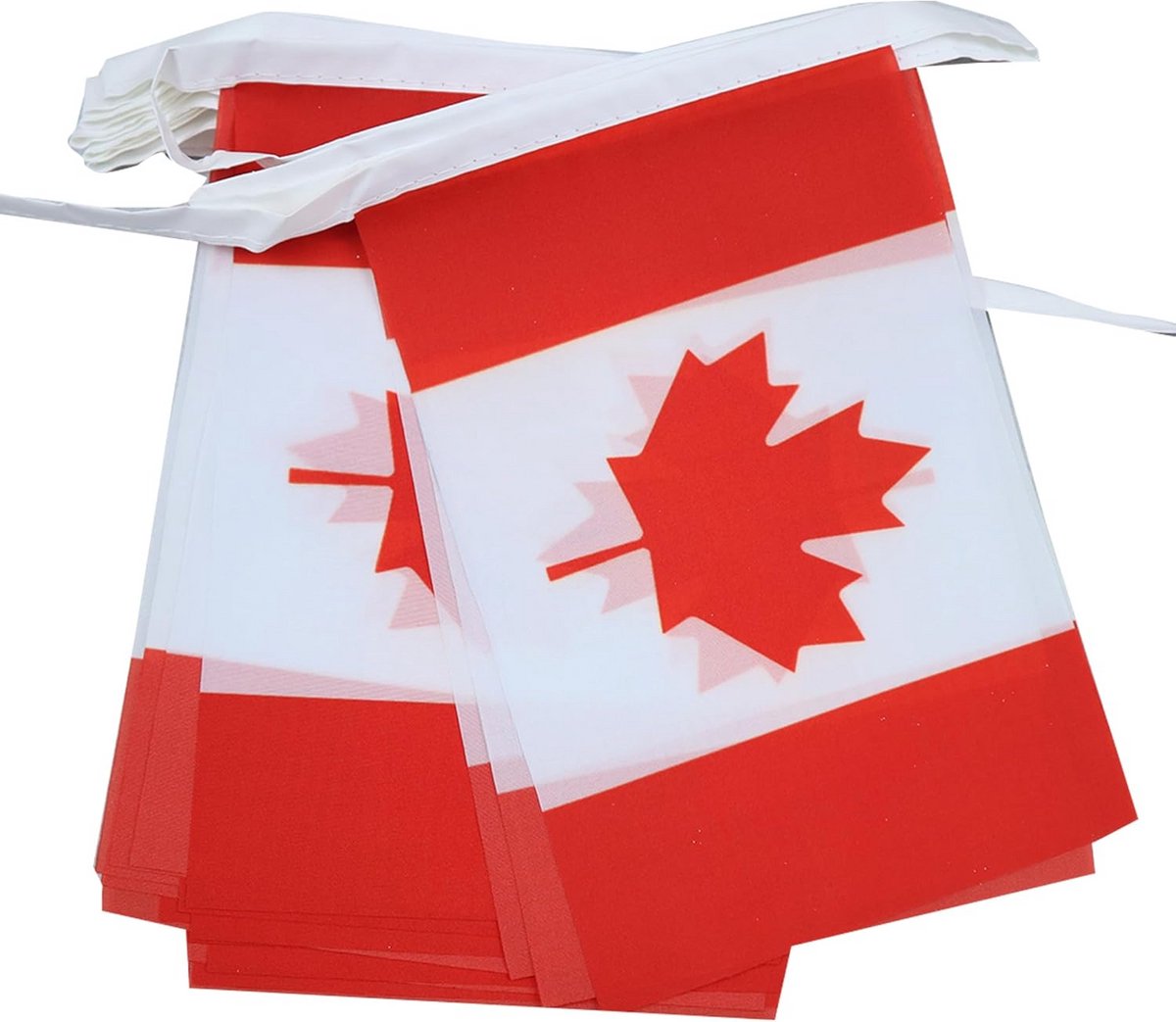 Canada Vlaggen Slagermast - 20 Ft Slinger met 20 Kleine Vlaggen 8'' x 6'' - 100% Polyester - 6 Meter