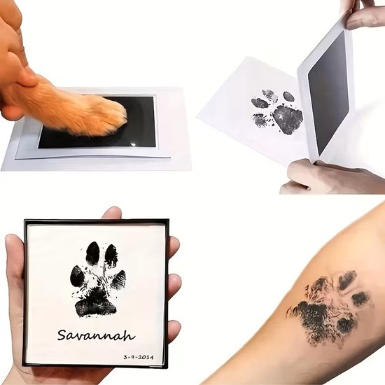 Honden- en Baby Pootafdrukset met Inktkussen - Afdrukset voor Huisdierpoot, Babyhand en Babyvoet - 5.8 x 9.4 cm - Veilig en Niet-Toxisch - Herinnering Souvenir Cadeau van Merkloos — afbeelding 2
