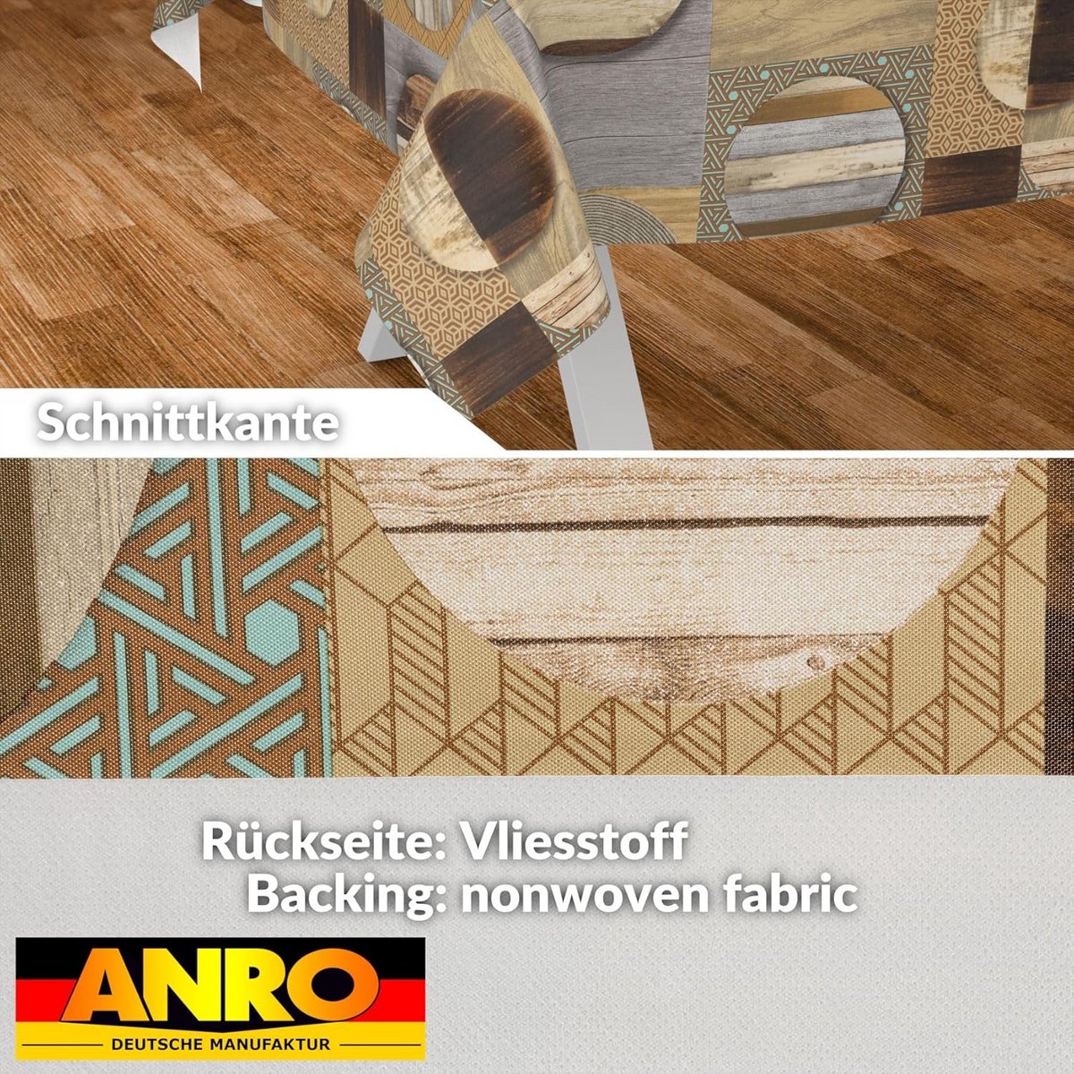 Wasbaar Tafelkleed Afwasbaar Waterafstotend Houtlook Patchwork 100x140 cm Bruin