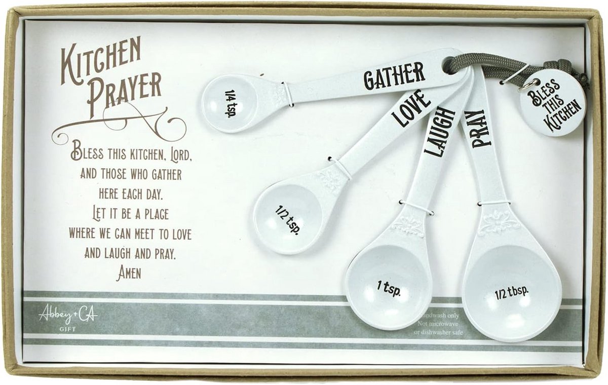 Set van 4 Keuken Maatlepels met Inspirerende Tekst Voedselgerei