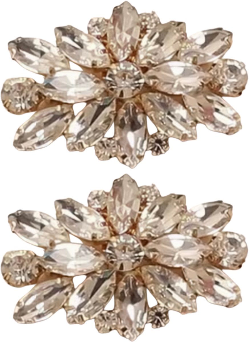Schoen clips -goudkleurig strass - Trouwschoen versiering-Charme Bijoux