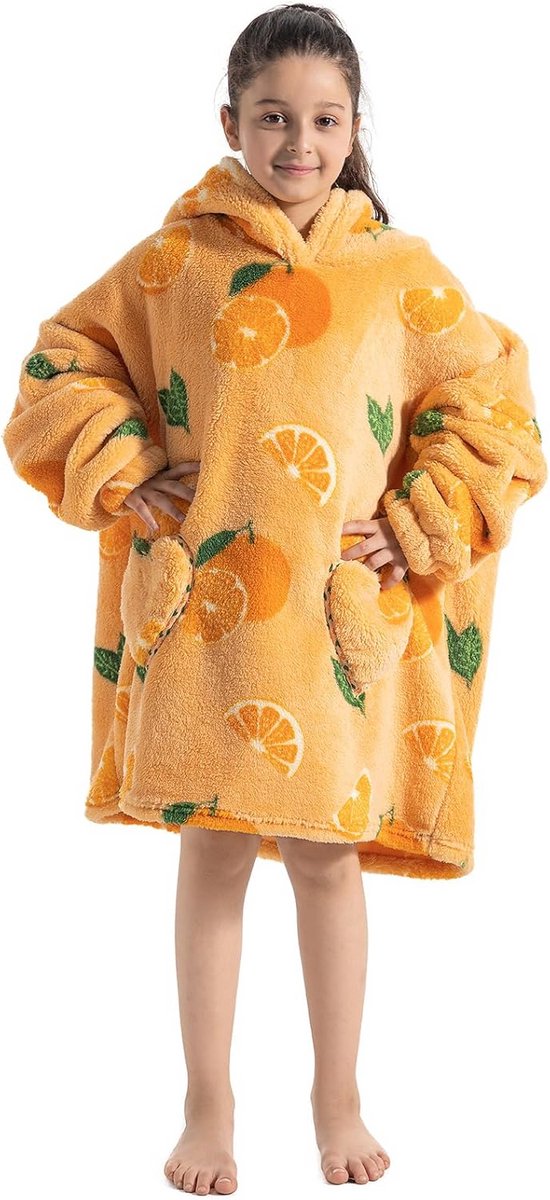 Oversized Comfortabele Hoodie Deken voor Kinderen - Super Warme Pluizige Draagbare Sweater