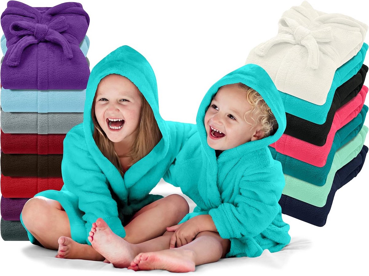 Superzachte Kinderbadjas van Knuffelfleece met Capuchon voor Jongens en Meisjes