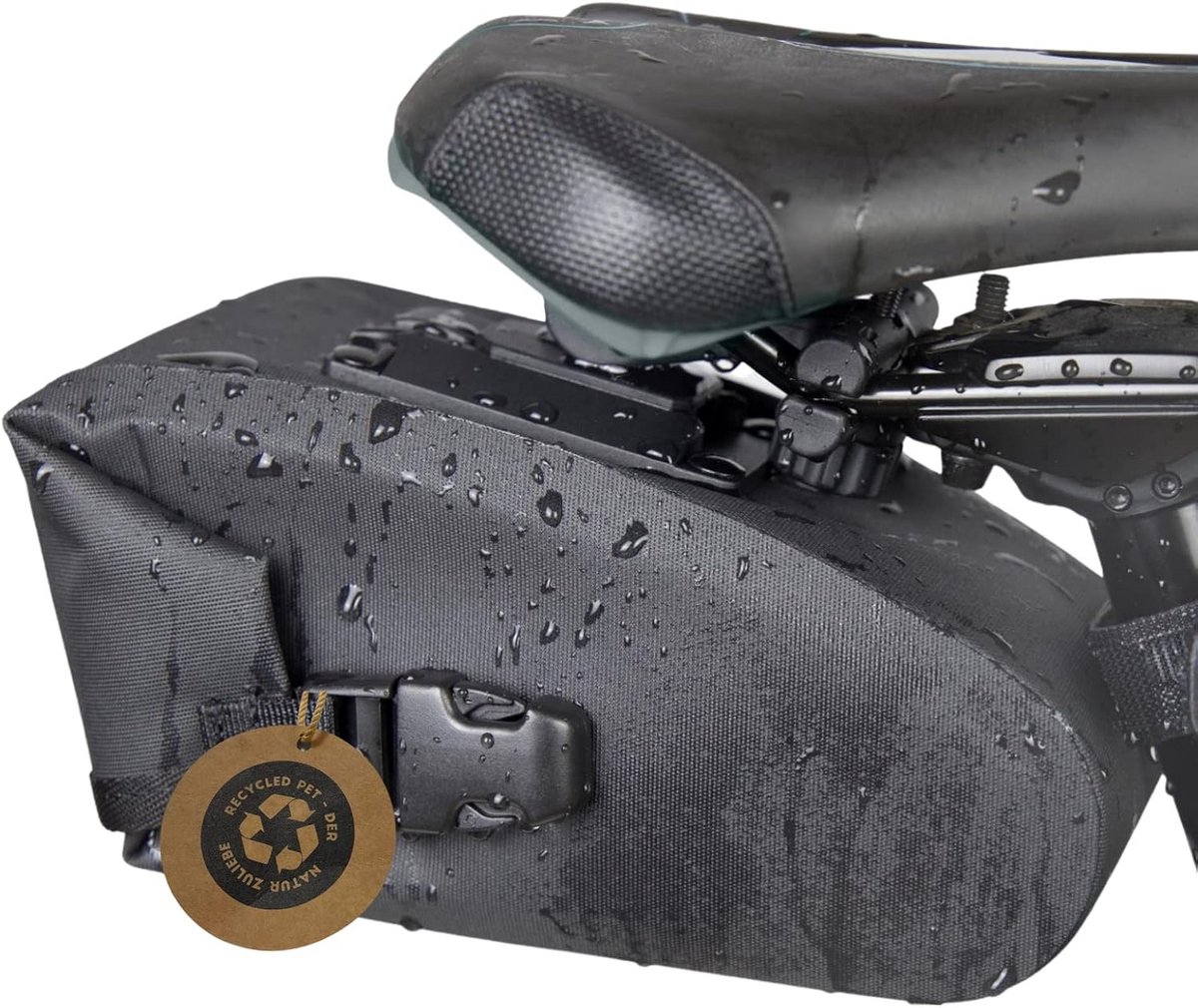 Waterdichte Fietstas Zadeltas (1,5L) voor MTB, Racefiets en Mountainbike - Gemaakt van Gerecycled Materiaal