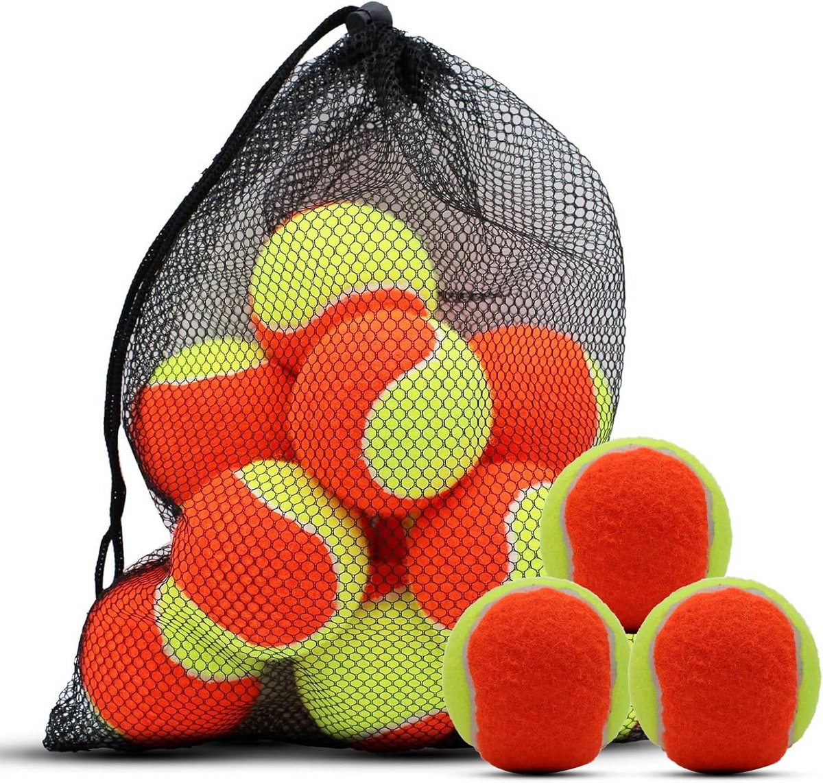 20 Stuks Lage Compressie Tennisballen voor Beginners en Jeugd - Inclusief Opbergzak