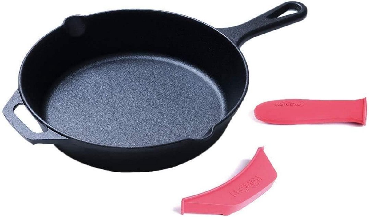 Grote Gietijzeren Braadpan met Siliconen Handvat - Ovenbestendig Kookgerei