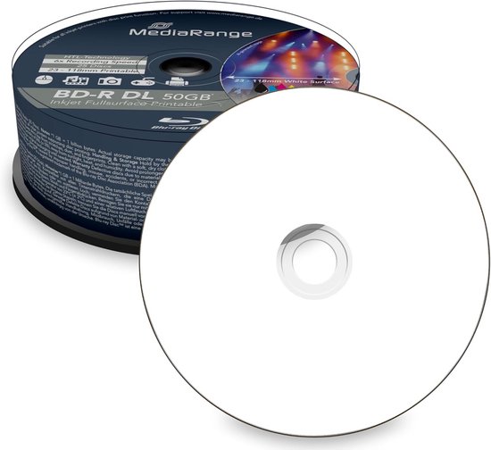BD-R Dual Layer 50GB Blu-ray Disc Opname Media - 25 Stuks Cake Box — afbeelding 3