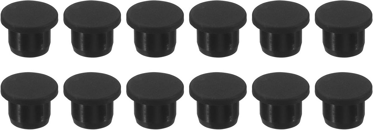 Zwarte Siliconen Rubberen Stopper Set voor Gaten 13 mm - 12 Stuks
