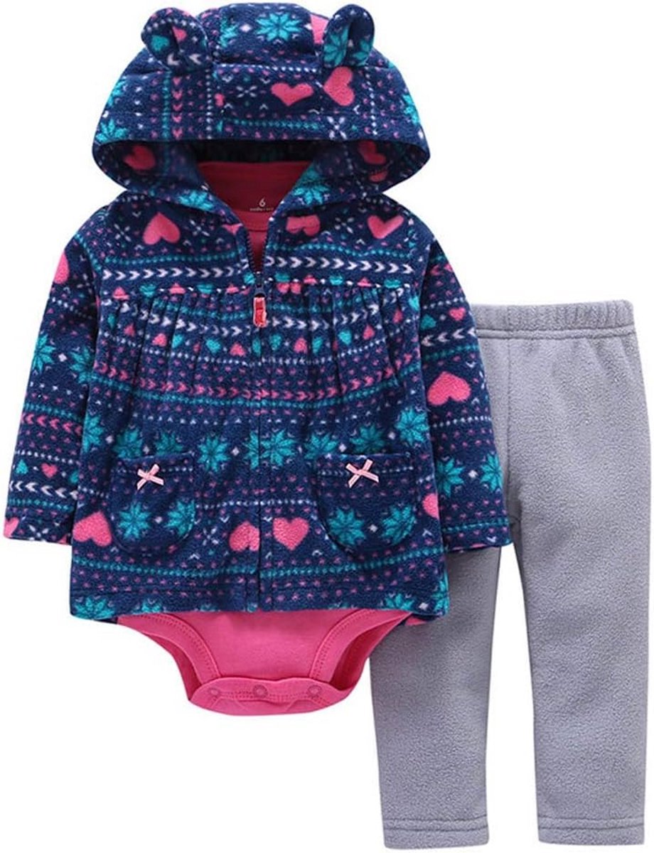 Driestukken Set Babykleding Jongen Meisje - Hoodie, Romper en Broek 0-24 Maanden