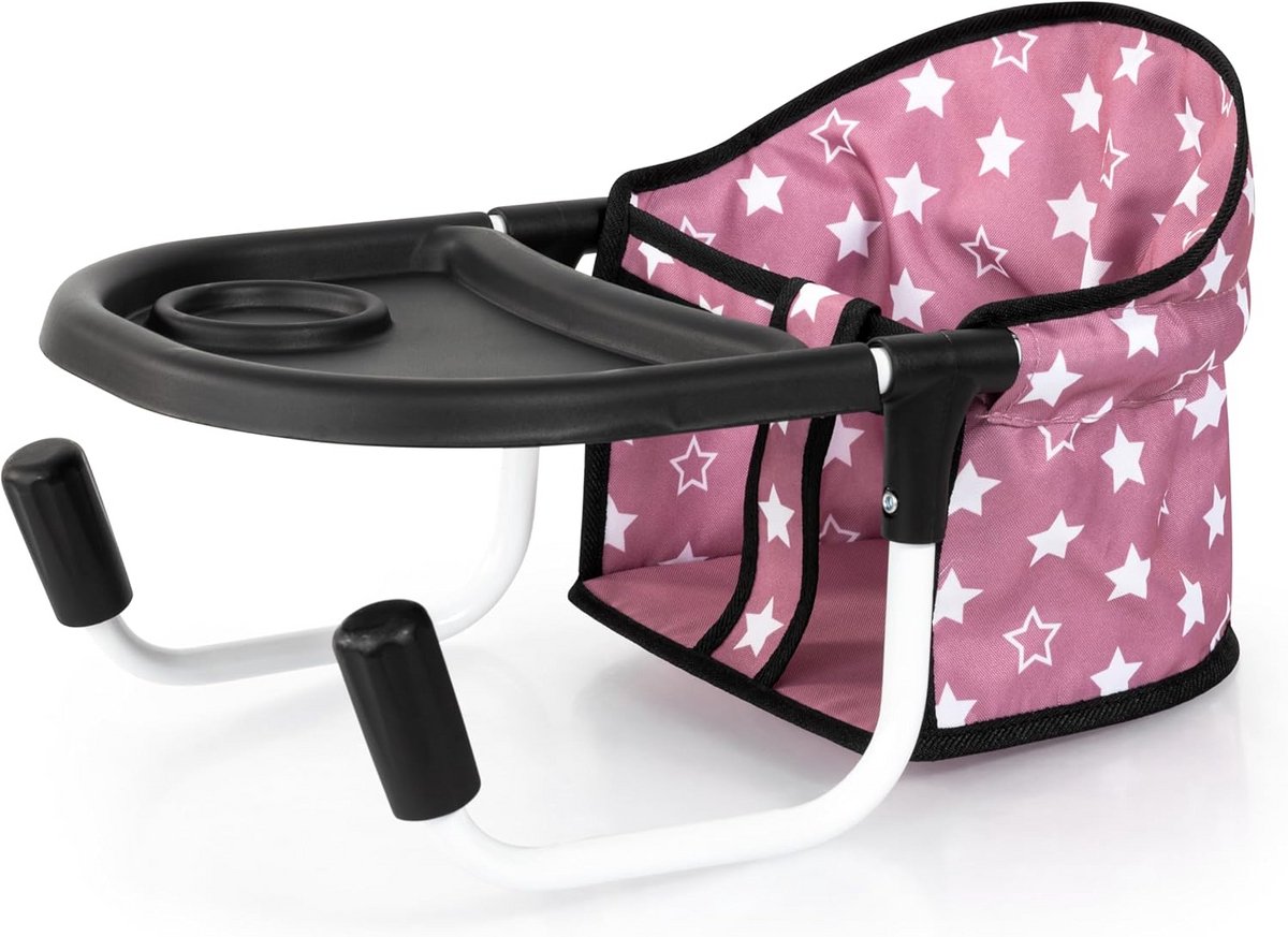 Poppen tafelzitje - Poppenstoel - Poppen voeden - Geïntegreerd dienblad - Tot 46 cm - Roze