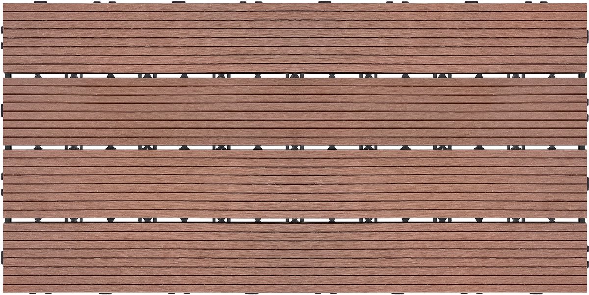 ACXIN WPC Balkon Tegels Kliksysteem Terrasvloeren Kunststof Houtlook Balkonvloer Tuin Terras 30x60 Cm 6-Delig - Ziegelbruin