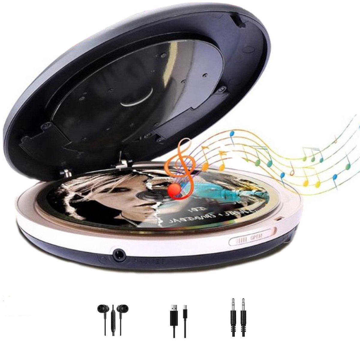 NBAP® Discman CD Speler - Walkman - Bluetooth-Zwart